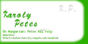 karoly petes business card